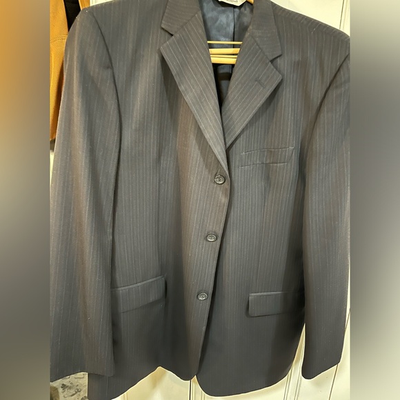 Stunning MEN'S NAVY BLUE PINTRIPE BLAZER SUIT JACKET - STATEMENTS - SIZE 44L - Picture 6 of 6